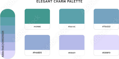 Obraz na plátně Elegant charm sophisticated color palette featuring six soft blue and teal shades for professional brand design templates