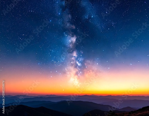 Milky Way Galaxy at Dusk Landscape.