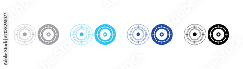 Fényképezés Multiple circular target symbols in black and white variations with bullseye ill