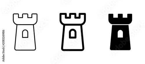 Tableau sur toile Castle Tower Icons, Medieval Fortress Symbols, Ancient Architecture Graphics, Se