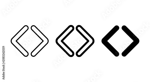 Schilderij op canvas Code Brackets, Syntax Symbols, Programming Icons: Vector Set for Web Development