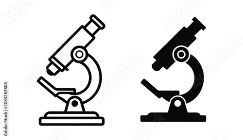 Microscope vector icon scientific research laboratory equipment