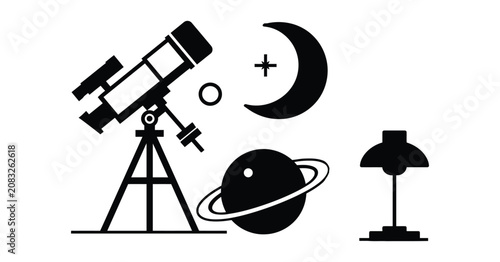 Telescope vector illustration featuring astronomy space themed