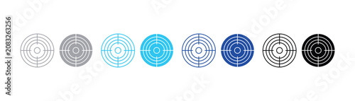 Konstfotografi Set of crosshair target bullseye icons in outline and solid styles for shooting