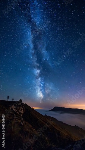 Milky Way Galaxy Night Sky Landscape.