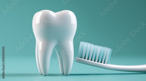 Healthy Tooth and Toothbrush for Dental Care Concept