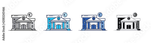 Financial bank building with euro currency symbol building currency financial business architecture investment illustration commercial transaction enterprise corporate structure