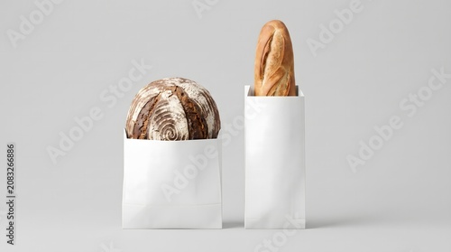 Bread and Baguette Paper Bag Mockup