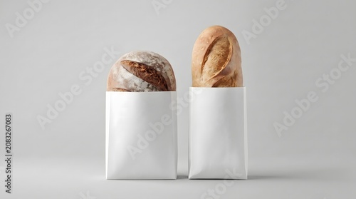 Bakery Bread Paper Bag Duo Mockup