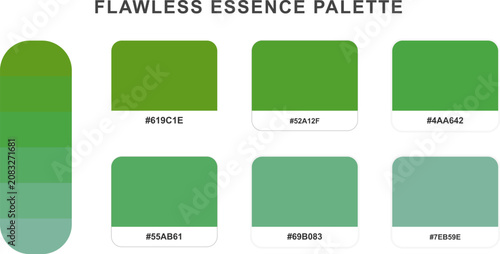 Tableau sur toile Flawless essence palette showcasing natural green tones ranging from deep forest to mint for eco friendly brand themes