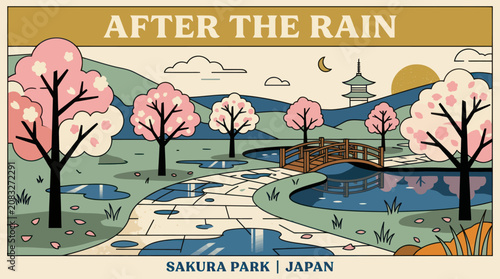 Canvastavla Park landscape after rain stylized illustration