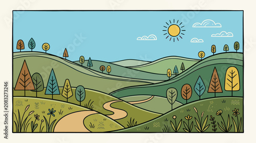 Rolling hills landscape nature scene