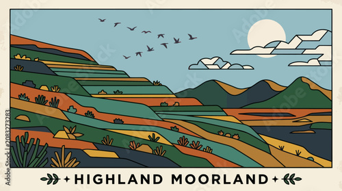 Rolling hills landscape with cultivated terraces