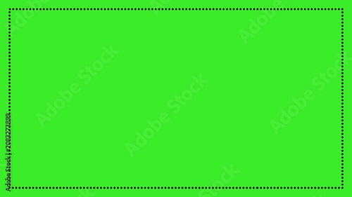 Animated dotted rectangle frame border motion graphic with green screen