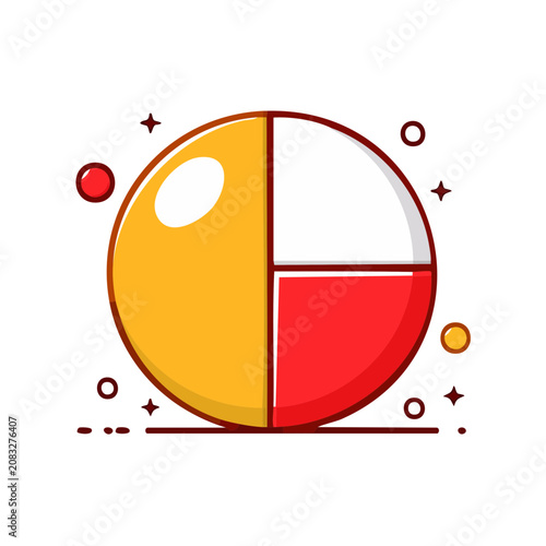 Flat design pie chart with yellow and red segments