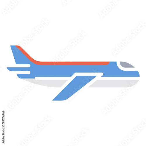 Flat vector icon of a commercial airplane side view