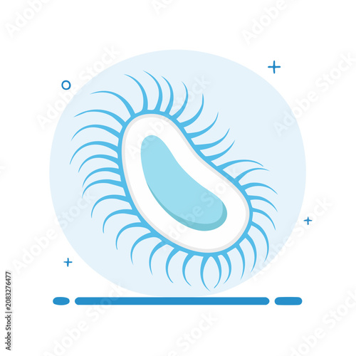 Flat vector illustration of a bacterium with cilia