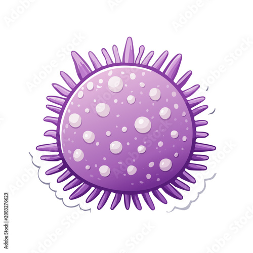 Purple virus cell flat vector illustration