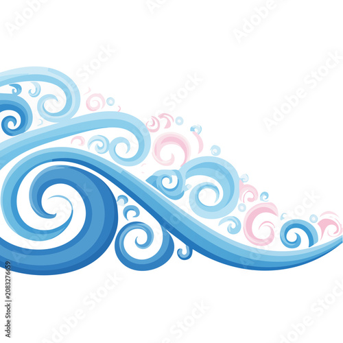 Abstract blue and pink swirling wave pattern vector