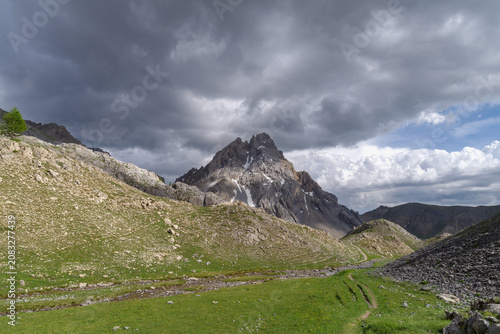 Rocky mountains the Chambeyron Massif in high Ubaye valley, French Cottian Alps, Alpes-de-Haute-Provence department