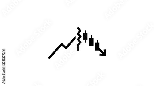 Stock Market Crash Candlestick Chart Falling Down Trend Icon