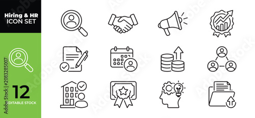 Tableau sur toile Human resources and hiring icon set featuring recruitment job interview employme