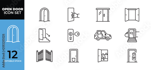 Canvastavla Open door icon set for architectural entryways and access concepts white backgro