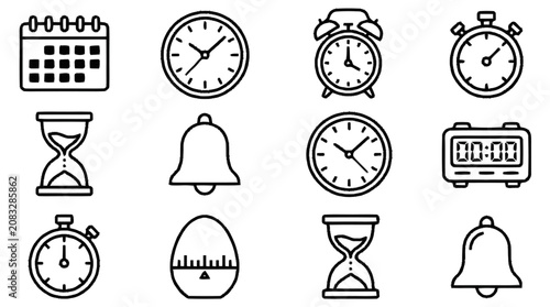Schilderij op canvas Various timekeeping devices are displayed on a white background in (753)