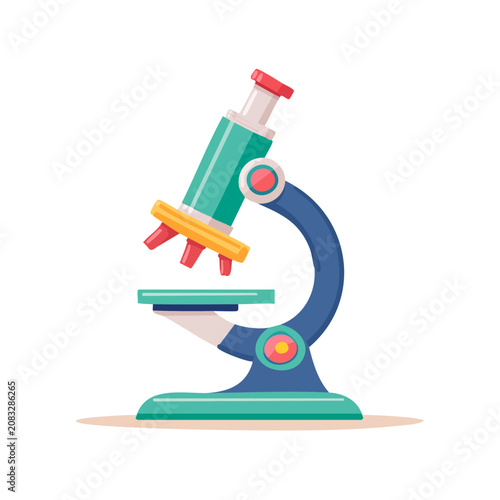 Colorful flat vector illustration of a microscope