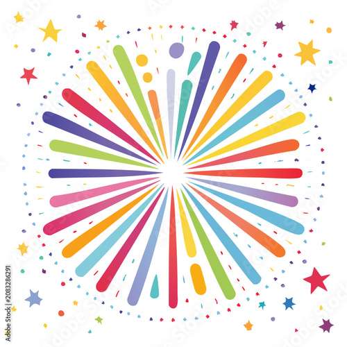 Colorful Radial Firework Burst Vector Illustration