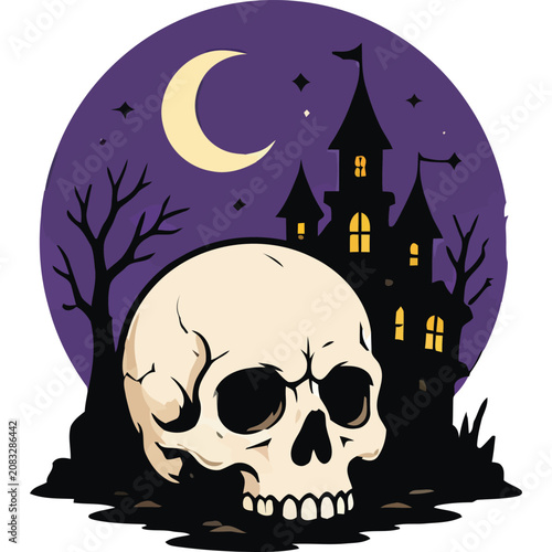 Halloween Skull Illustration