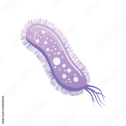 Purple Bacterium Flat Vector Illustration