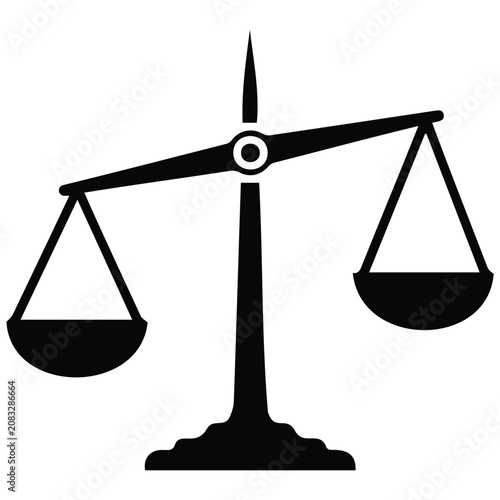 Fényképezés Modern slanted balance scale vector silhouette illustration showing unequal weight value