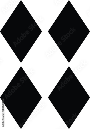 Diamond Shape Icon Set with Four Black Geometric Rhombus Symbols for Modern Interface and Design Layouts