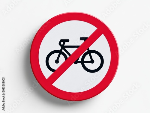 A clear symbol: No bikes are allowed in this area. The red prohibition sign is against a white backdrop.