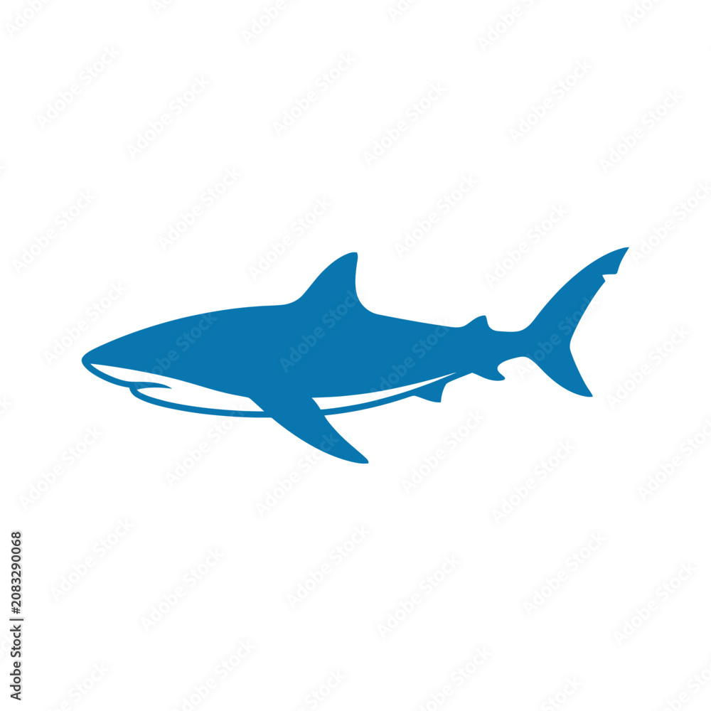 Fototapeta premium Blue Shark Silhouette Vector Illustration for Oceanic Wildlife and Marine Life Concepts