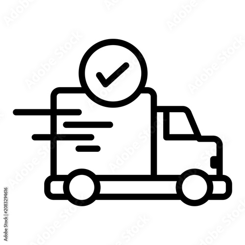 icon success delivery with confirm shipping style line vector