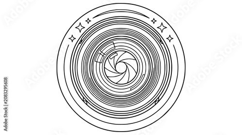Abstract Circular Lens Aperture with Star Embellishments