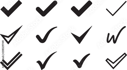 Obraz na płótnie Diverse check mark icon set vector graphics for ui ux and web design