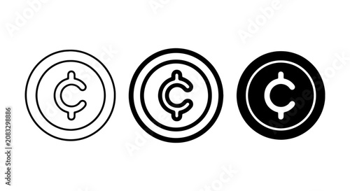 Coin Icons, Currency Symbols, Cent Sign Vector Graphics, Financial Icons Set