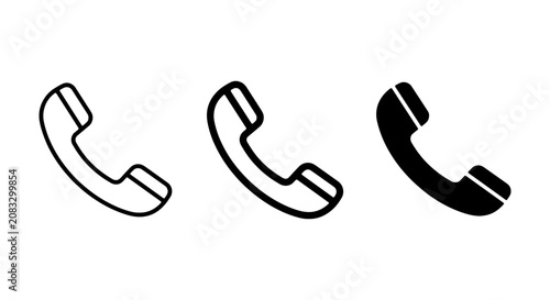 Photos Telephone Handset Icons: Outline, Filled, and Silhouette Vector Graphics for Com