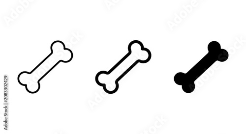 Obraz na plátně Minimalist dog bone icon set, black pet treat vector symbols, simple animal food