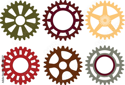 Photos Bicycle chainring gear icons, mechanical sprocket cogwheel vector illustration s