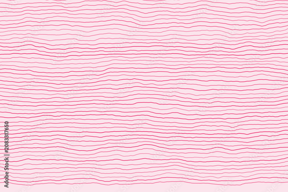Fototapeta premium Abstract background with horizontal wavy pink lines on a light pastel pink backdrop