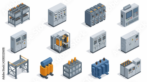 Isometric Industrial Equipment and Machinery Collection.