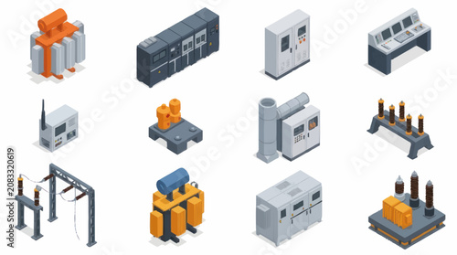 Isometric Industrial Equipment and Machinery Collection.