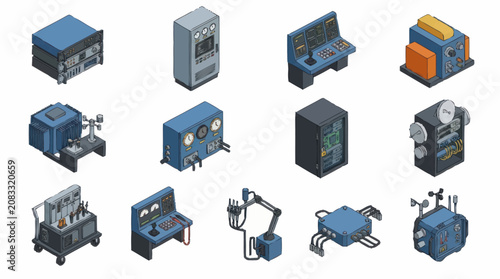Isometric Industrial Machinery and Equipment Collection.