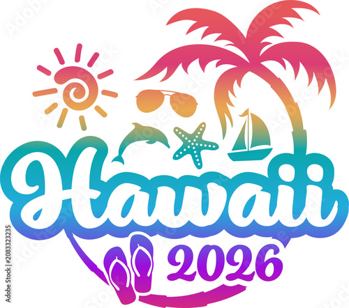 Hawaii 2026 - Vacation and Trip Elements - Palm Tree Sunglasses Dolphin