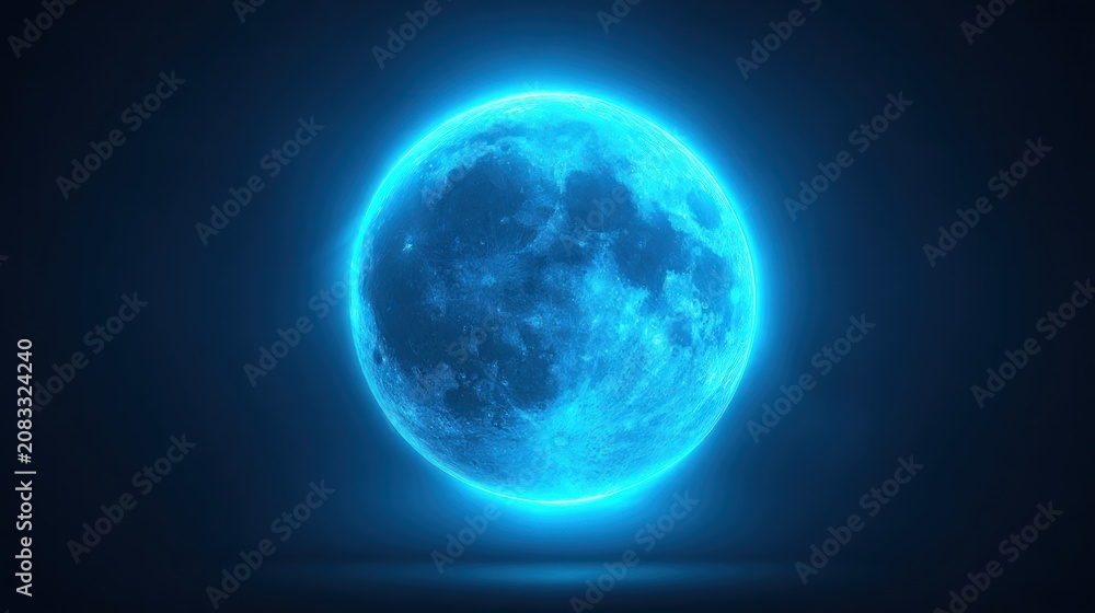 Fototapeta premium Glowing blue orb with abstract energy rendered on dark background