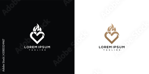 Obraz na plátně Heart on Fire Logo Design Template for Passionate Brands